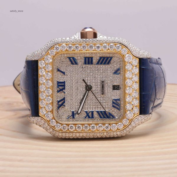 Половина коричневого набора VVS Moissanite Mechanical Watch Watch/ Saking Calender Top Caffence for Mardsetters Diamond Watch