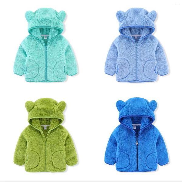 Jacken Frühling Herbst Mädchen Plüsch Mäntel Kinder Weiche Rollkragen Outwear Warm Halten Kinder Korallen Fleece Zipper Für