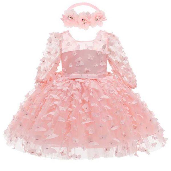 Vestidos de menina 3 6 12 18 24 36 meses Vestido recém -nascido Flores de moda Fashion Party Little Princess Baby Dress Birthday Birthday Gift Kids Roupos D240425