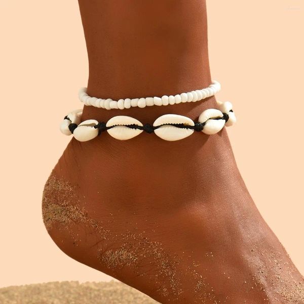 Tornozeleiras concha para mulheres pé jóias verão praia descalço pulseiras tornozelo na perna corrente cinta acessórios boêmio natural