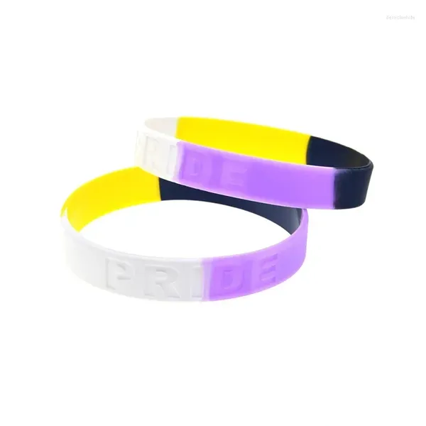 Armreif 50 Stück Unterabschnitt Farbe Gelb Schwarz Lila und Weiß Pride Silikonarmband