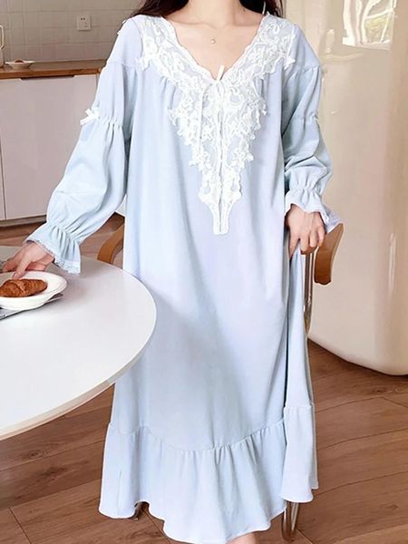 Женская одежда для сна, французская бархатная ночная рубашка в викторианском стиле, милая девушка, весенне-осенняя винтажная пижама принцессы, утренний халат, сексуальная ночная одежда для