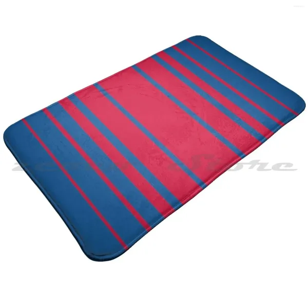 Tappeti Tappeto per club di calcio Assorbe acqua Tappetino antiscivolo Blu e rosso Lionel Soccer Stripes Minimalista geometrico colorato