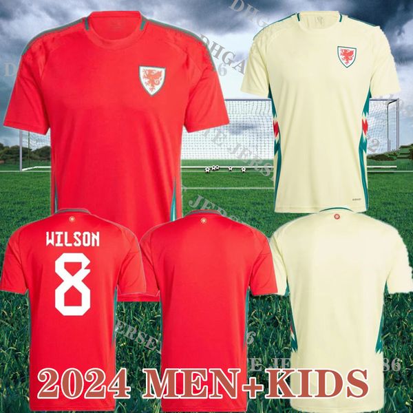 Taglia S-4XL Maglia da calcio Galles 2024 BALE Maglia da calcio gallese JOHNSON JAMES N.WILLIAMS RODON T.ROBERTS CABANGO LEVITT MOORE THOMAS Maglia 24/25 Kit uomo bambino