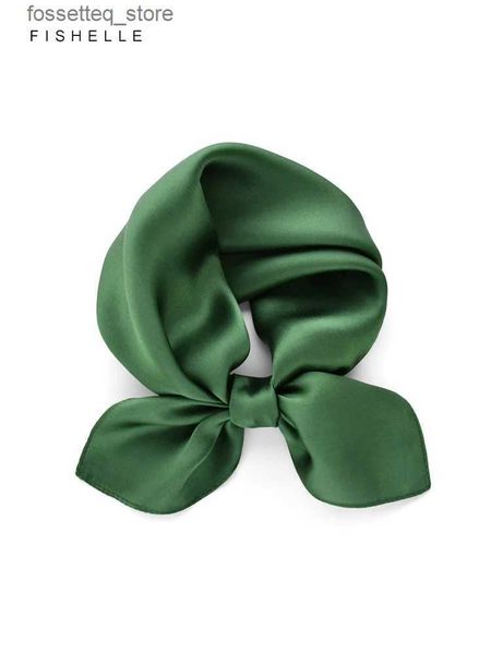 Lenços de cor sólida exército verde seda natural pequenos lenços quadrados feminino lenço de seda cetim hijab masculino primavera outono lenço presentes l240322