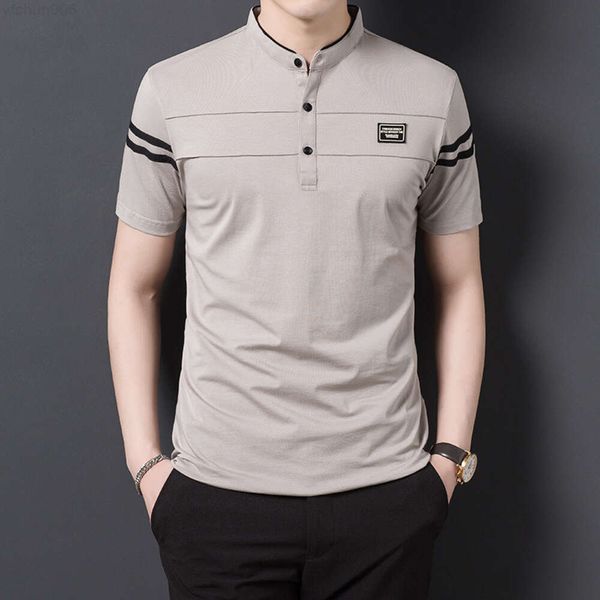 Summer Mens T-Shirt Moda Stand Yaka Trend İnce Fit Gençlik Kısa Kollu Gündelik Korece Sürüm 2BKJ {Kategori}