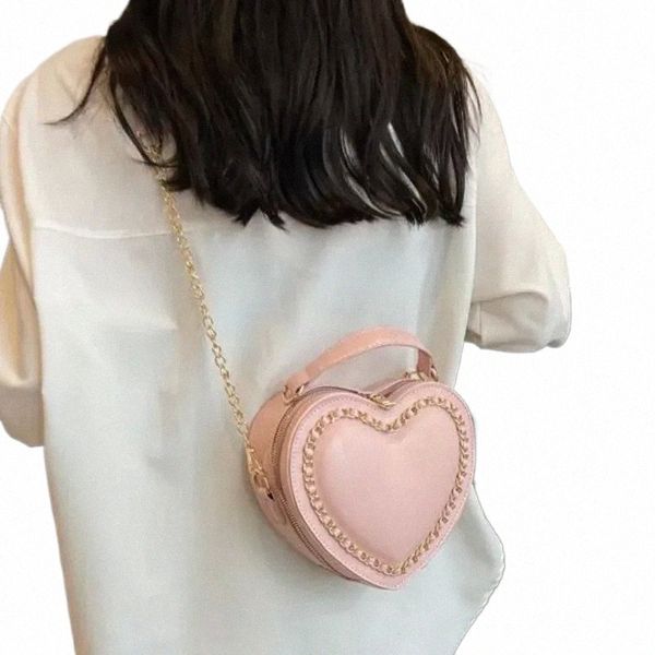 Borsa Chic Sweet Heart Borsa con tracolla per borse in pelle da donna JK Lolita Solido Kawaii Spalla Uniforme PU Bolso Mujer 2024 g2Ek #