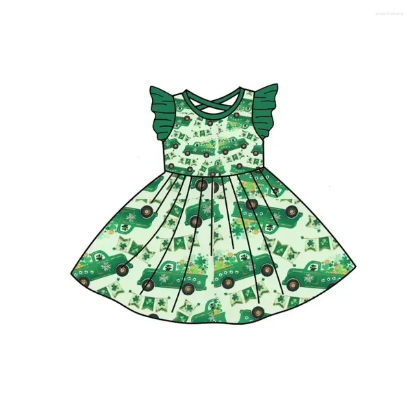 Vestidos de menina vestido de dia de são patrício crianças vestidos design crianças fantasia meninas e chapéu de patrício roupas impressas sorte