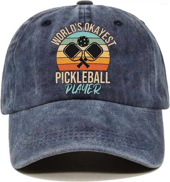 Ball Caps World's Okayest Fun Distressed Washed Blue Baseball Cap Vintage verstellbare Baumwolle Lustiges Ruhestandsgeschenk für Männer und Frauen