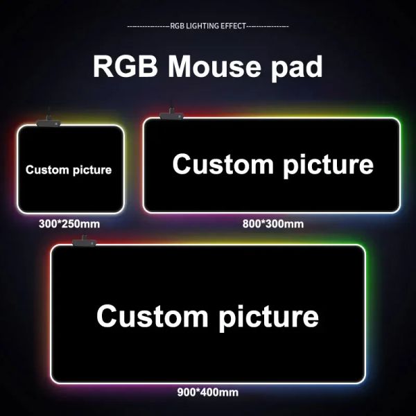 Pads Diy Großes Mauspad Benutzerdefinierte Led RGB Mousepad Schwarz Mauspad Computer Laptop Gamer Pad PC Gaming Zubehör Große Schreibtischmatte XXL