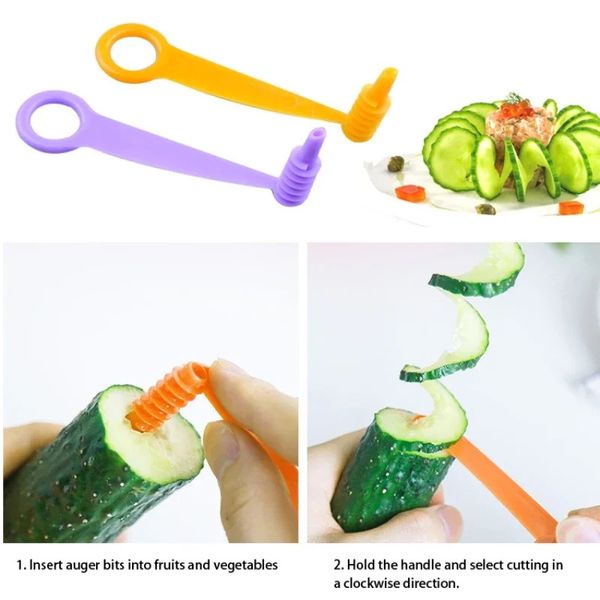 Yeni 1 adet manuel spiral vidalı dilimleyici patates havuç salatalık meyve sebze aletleri spiral kesici dilimleyici bıçak mutfak aksesuarları