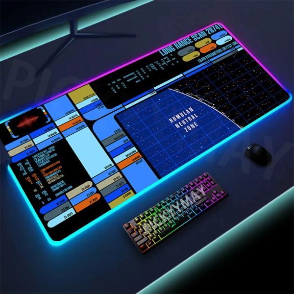 Pads Raumschiff RGB-Mauspad, großes Gaming-Mauspad, leuchtendes Universum, Mauspad, 40 x 90 cm, LED-Mauspad, Schreibtischunterlage, Tastaturmatten mit Hintergrundbeleuchtung