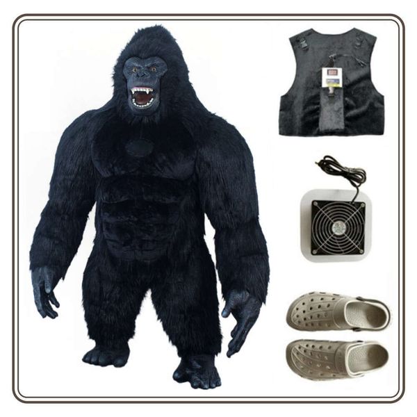 Maskottchen-Kostüme, Iatable King Kong-Kostüm für Erwachsene, Halloween, Plüsch-Pelz-Maskottchen, Tier, Venedig, Karneval, Kleid, Anzug, Fursuit, Gorilla