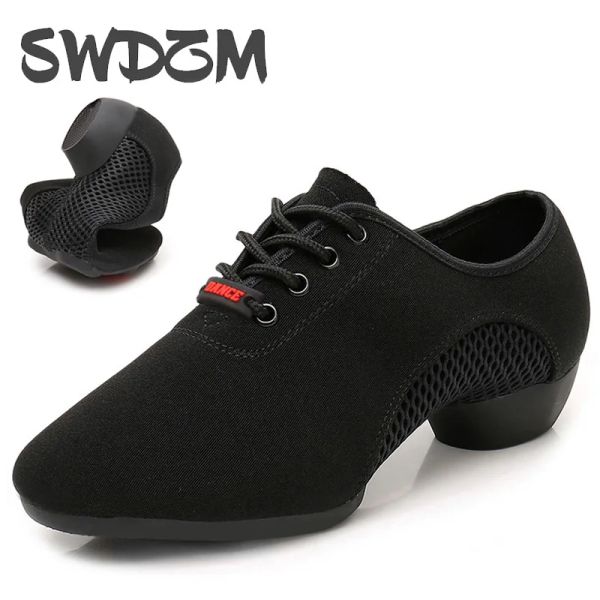 Botas swdzm feminino sapatos de dança latina negra homens modernos salão salsa sapatos de dança garotos jazz jazz soltole tango dança tênis ao ar livre