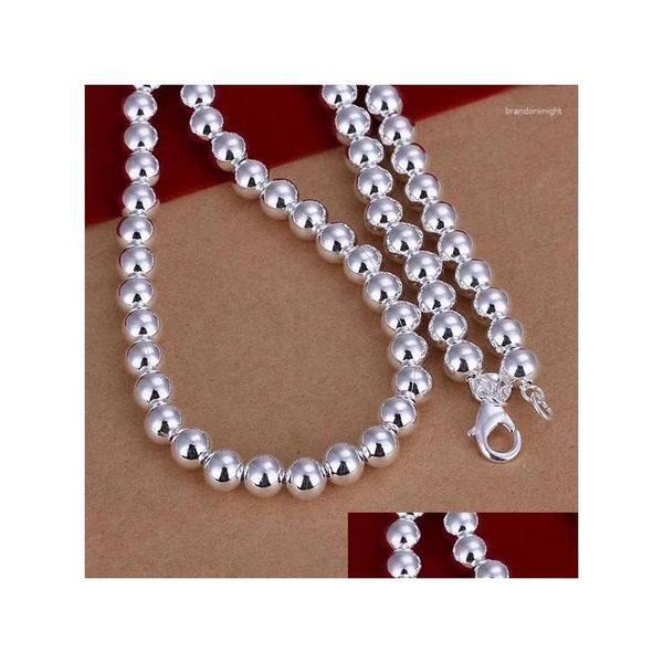 Catene N111 Collana placcata argento 925 Ciondolo Gioielli di moda 8 mm Fagiolo /Akqajbxa Awiajnpa Consegna di goccia Collane Pendenti Otdkq