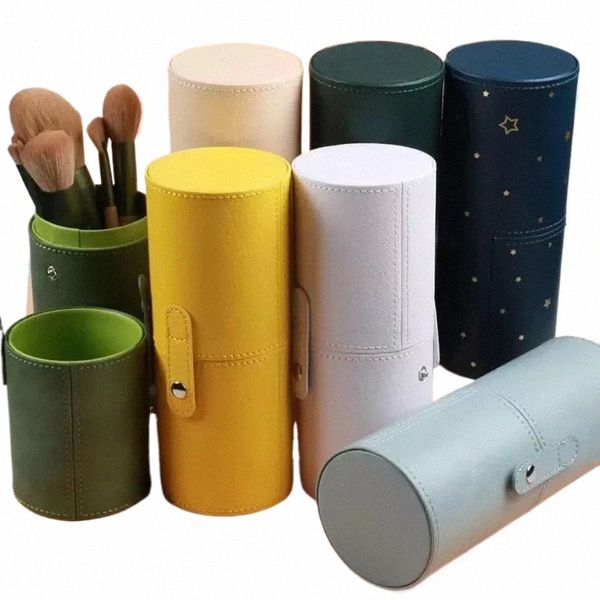 Portátil PU Couro Viagem Pincéis de Maquiagem Pen Holder Storage Titular Vazio Cosméticos Brush Bag Brushes Organizer Make Up Tools 07lb #