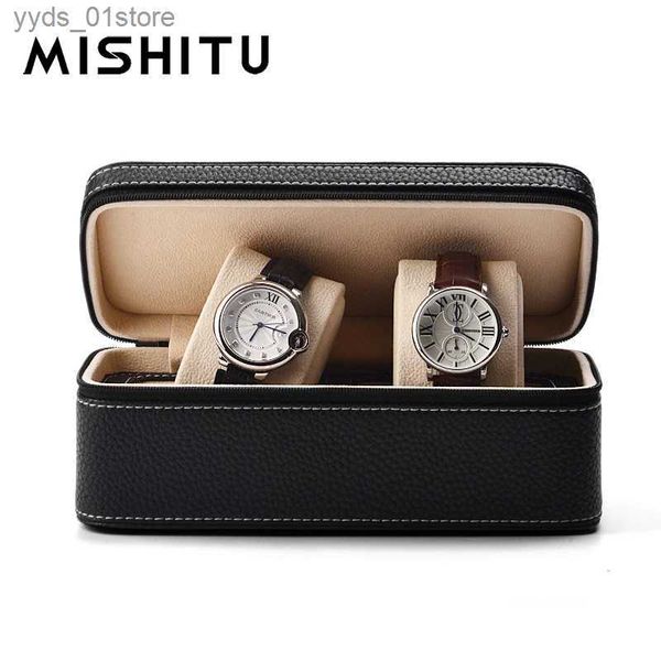 Caixas de jóias MISHITU Caixa de armazenamento de posição dupla para exibição de pulso Organizador Business es Storage Gift Box Mens es Case L240323