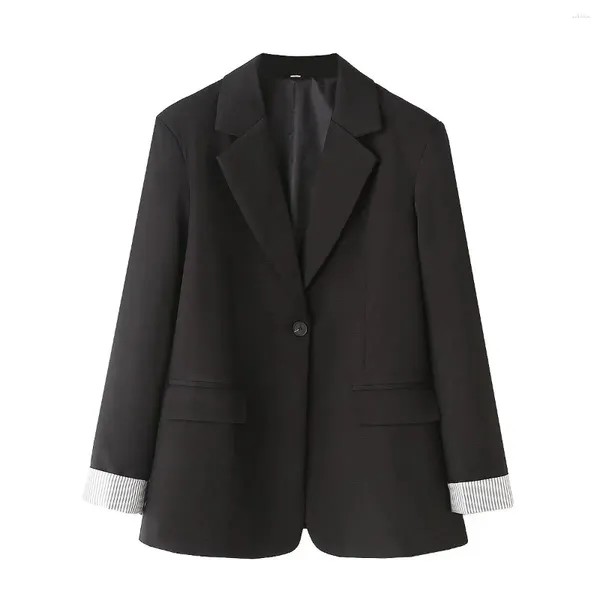 Herrenanzüge Frühling und Sommer Damenkleidung Lässige schwarze Jacke Langarm Blazer Anzug Mantel