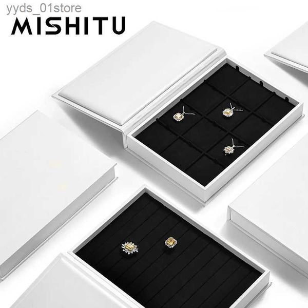 Caixas de joias MISHITU Livro Caixa de armazenamento de exibição de joias Design magnético Anéis Caixa de armazenamento de colar Loja de joias Adereços de exibição de joias L240323