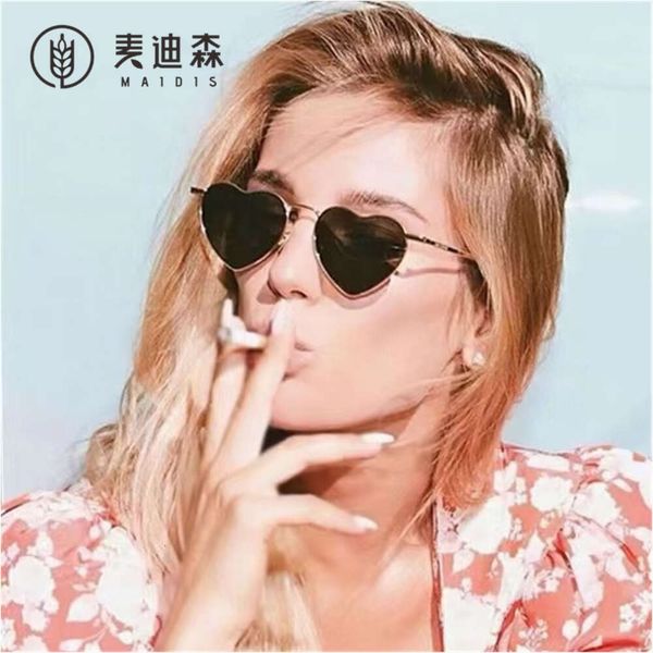 Jet 8088 Metal Love Cute Peach Heart Friend Mehrfarbige Brille Federbein polarisierte Sonnenbrille