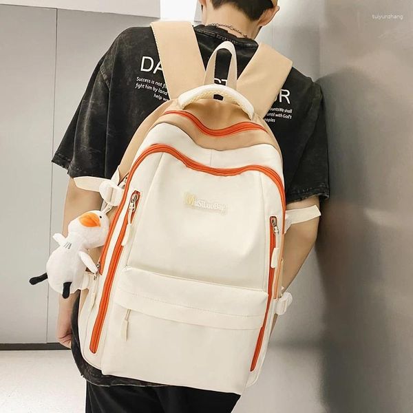 Mochila estilo japonês estudante alças ajustáveis escola multi-bolso acolchoado grande capacidade casual saco de livro de rolagem