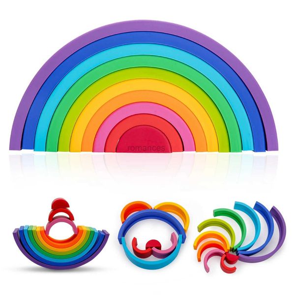 Ordinamento Nidificazione Impilabile giocattoli 10 bambini in silicone color arcobaleno impilati Montessori creativi BPA gratuiti per uso alimentare regali per l'educazione della prima infanzia 24323