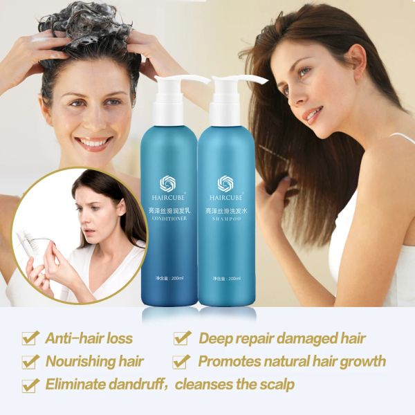 Produkte HAIRCUBE Feuchtigkeitsspendendes Haarshampoo und Conditioner-Set für trockenes Haar. Reparatur von geschädigtem Haar für Männer und Frauen. Shampoo für alle Haartypen