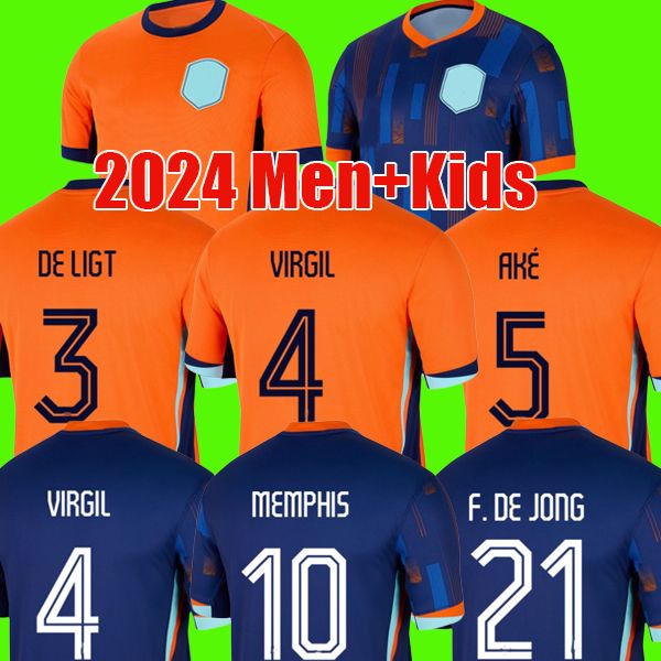 24 25 Paesi Bassi MEMPHIS Coppa dei Campioni 2024 Olanda Maglia da trasferta DE JONG VIRGIL GAKPO BERGVIJN Maglia 2024 KLAASSEN BLIND DE LIGT XAVI maglia da calcio kit uomo bambino