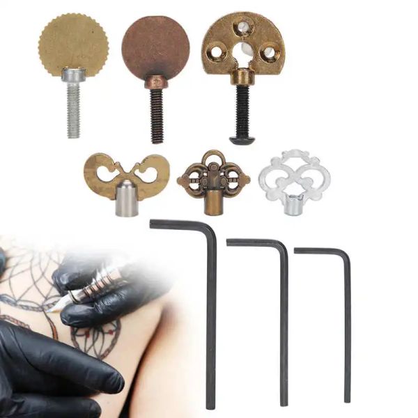 Acessórios de liga para máquina de tatuagem, acessórios para máquina de tatuagem, alça fixa, parafuso, trava de aperto, chave sextavada, acessórios de tatuagem diy