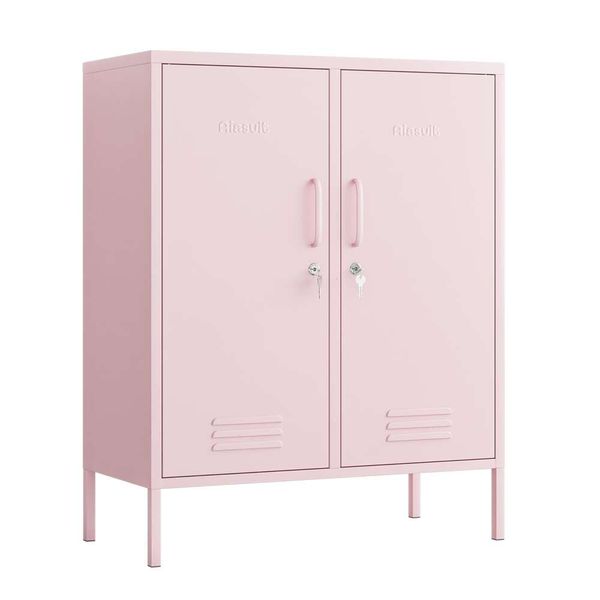 Roupas de lata de TV, armário de metal de armazenamento, adequado para mesa de cabeceira lateral, necessidades diárias de loja infantil, rosa Tamanho: 39,37 de altura 31,5 de largura x 14,96 polegadas de profundidade