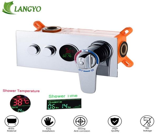 Set intelligenti per il bagno Display Valvola di controllo nascosta Miscelatore termostatico Ottone a parete Controller in acciaio inossidabile a 2 vie Showe2785533