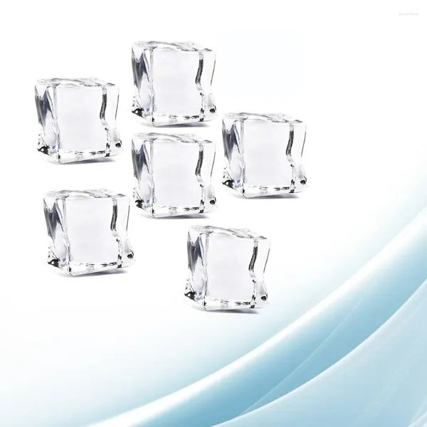 Vasos 100 pcs 20mm cubo quadrado forma de vidro brilho cubos de gelo falso artificial acrílico pogal adereços cozinha