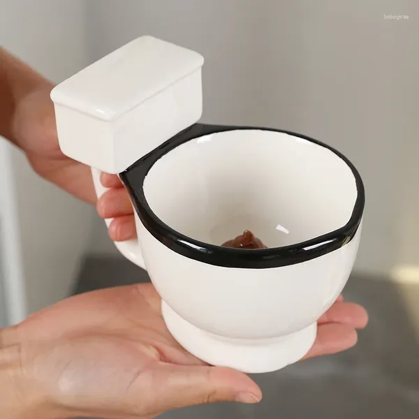 Tazze Novità Tazza da toilette in ceramica con manico Divertente per regali Personalità creativa Tazza da caffè Tè Gelato al latte 230ML