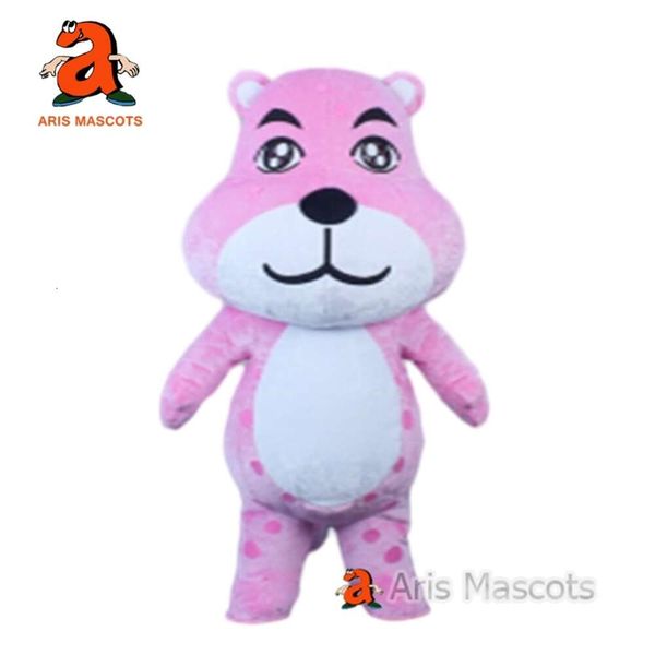 Costumi mascotte 2m / 2.6m Costume adulto da ghepardo rosa indossabile da passeggio Blow Up Pantera vestito da mascotte per spettacoli Vestito da carnevale