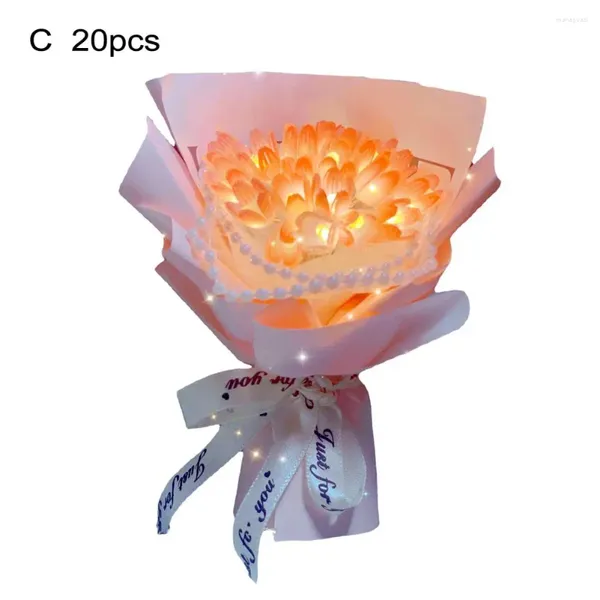Flores decorativas LED Buquê artificial de flores Diy Luminous Desktop Ornament for Nalentine Day's Birthdays