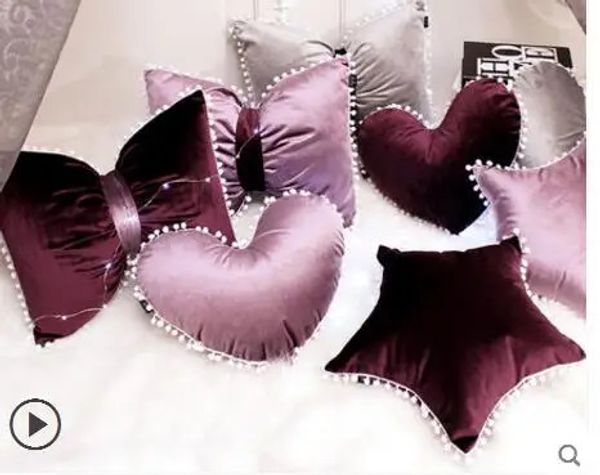 Lila Stil HeartStarknot geformtes Rückenkissen Bett Dekokissen Auto Wohnzimmer Dame Geschenk Heimdekoration 240322