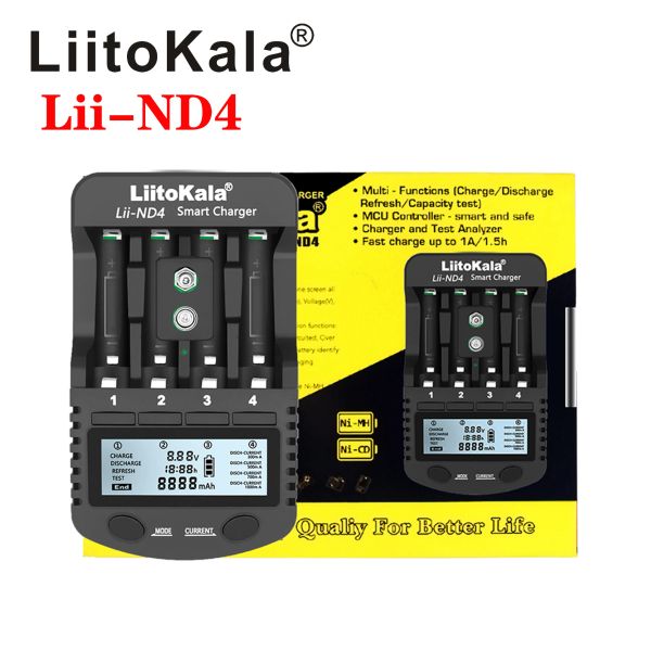 Liitokala lii-nl4 1.2v aa aaa 9v carregador de bateria ni-mh ni-cd baterias recarregáveis na mesa de parede carregamento para viagem