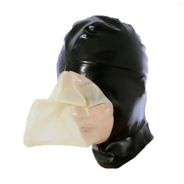 BHs Sets MONNIK Latexhaube Gummi enge Maske mit Atembeutel handgefertigt für Fetisch Party Clubwear Bodysuit Halloween