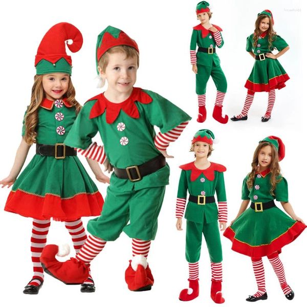 Abiti da ragazza Bambini Natale Cosplay Costumi di Babbo Natale Ragazzi Ragazze Bambino Anno Carnevale Vestito Abito Vestito Vacanze Abiti da festa Set