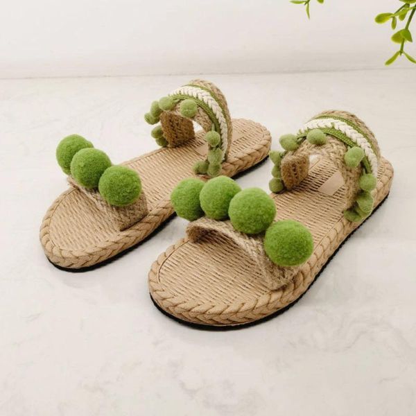 Terlik Kadın Toe Toe Moda Keten Flip Flops Düz Slaytlar Günlük Kadın Açık Yumuşak Toldalı Plaj Kadınlar İçin