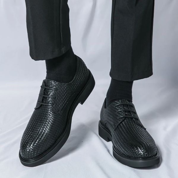 Schuhe Casual Business Leder Oxford Männer gewebtes Muster Schuhe Gentleman Fashion Office Männer Kleid Schuhe Klassische Männer Schuhe kostenlos Versand