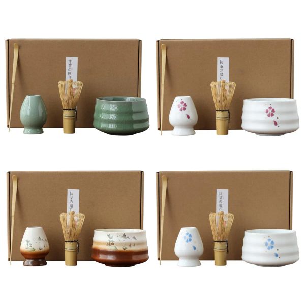 Komplettes japanisches Matcha-Teeset aus Keramik und Bambus, 580 ml, Matcha-Schüssel, Tee-Zubehör, originelle Geschenke, handgefertigt für die Küche zu Hause