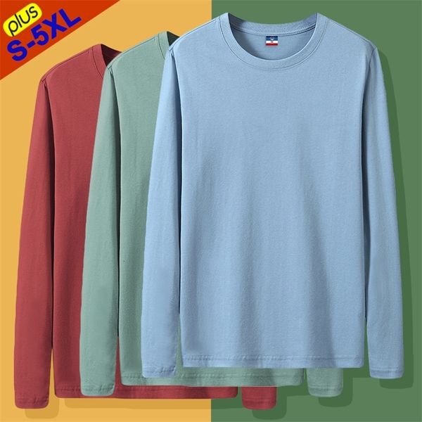 T-Shirts Männer Frauen Langarm Plain Baumwolle Top T-shirts Männlich Weiblich Grundlegende Kinder T-shirt Plus Größe 5XL Unterwäsche 240307