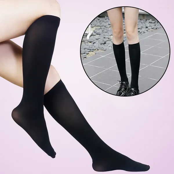 Calzini da donna Calze lunghe e sottili sexy Elastiche sopra il ginocchio Calzino tubolare caldo e traspirante per ragazze di colore solido bianco nero