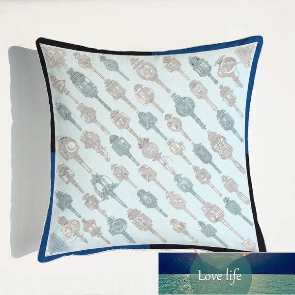 Estilo europeu atacado luxo veludo luz azul série duplex impressão travesseiro almofada sofá almofada traseira modelo decoração do quarto travesseiros de apoio lombar