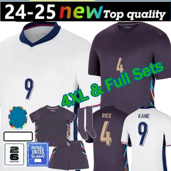 24 25 Euro Cup England Jersey Kane Home Away Soccer Jerseys Saka Rice Foden Rashford Sterling Maguire Grealish Bellingham Men Kids Fan Fan