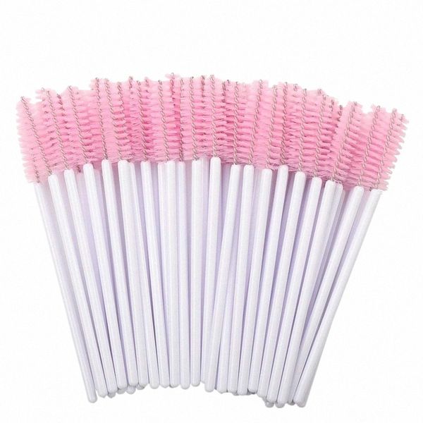 1000 pz / lotto Mascara Bacchette Bulk Pennelli per occhi usa e getta per Extensis Brush Tool Kit per le donne Accories Bianco / Rosa i5UW #