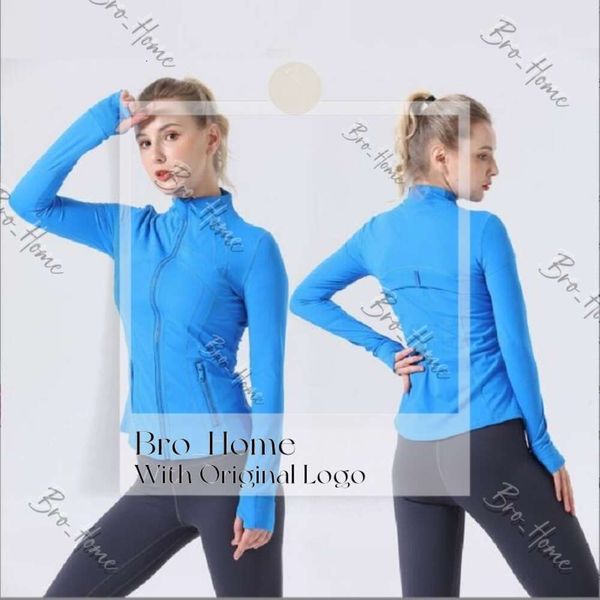 Designer Lululemom Giacca Donna Cerniera dorata Fitness Yoga Outfit Giacche sportive per donna Colletto Mezza cerniera Manica attillata Camicia Yoga Palestra Pollice Cappotto sportivo 623