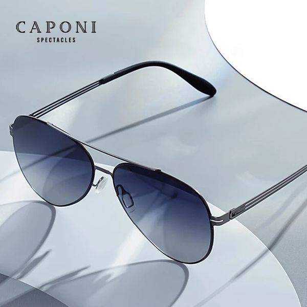 CAPONI Pilot Nylon Herren-Sonnenbrille, Farbverlauf, polarisiert, Outdoor-Sonnenbrille aus Edelstahl, ohne Schrauben, UV400-Farbtöne, CP7056 240314