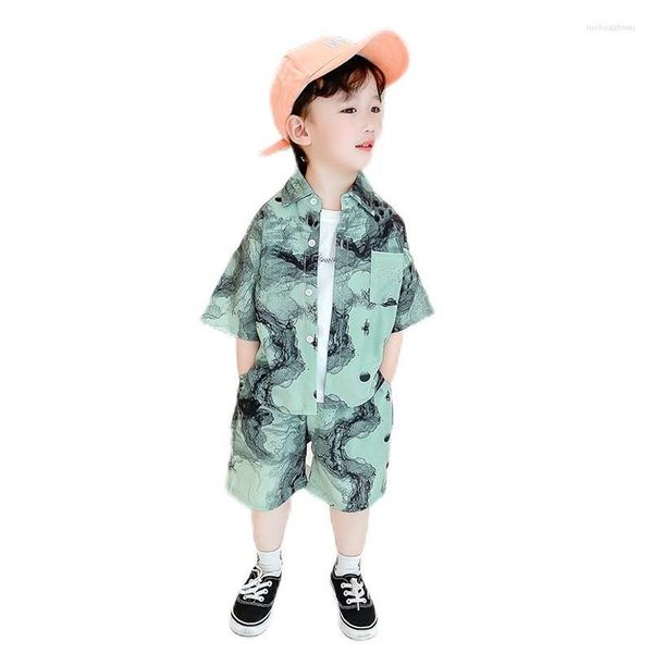 Set di abbigliamento set di vestiti per bambini estate 2023 Short a maniche corte vintage casual 2 pezzi per bambini abito per bambini 2-11y drop deliv dhn0i